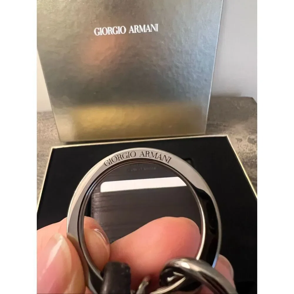 Giorgio Armani Leather Card Holder & Key Ring Gift Set – Made in Italy